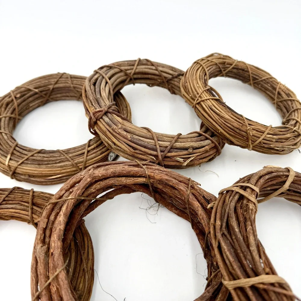 Set of 6‎ Natural Grapevine Napkin Rings Rustic Brown Twig Wreath Table Decor